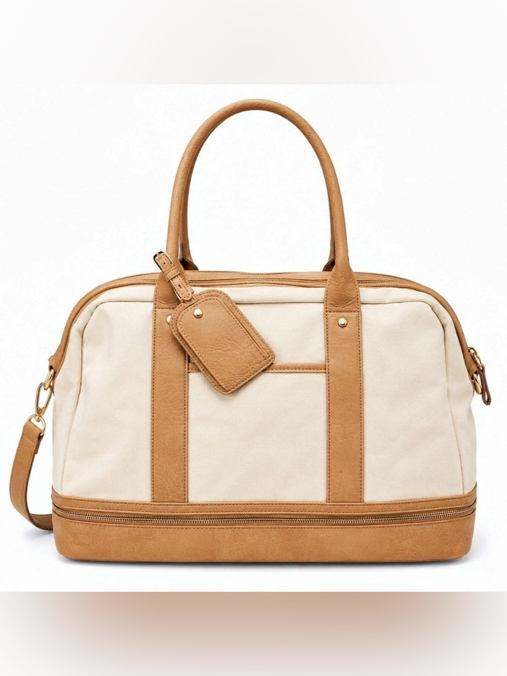 Cream & Brown Travel Bag